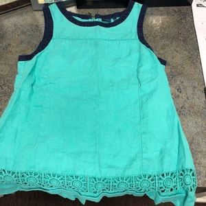 Turquoise and navy tank/blouse